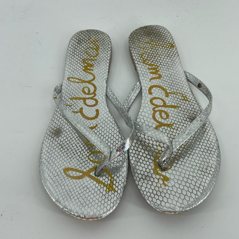 Sam Edelman silver thong sandals